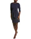Tahari Asl Side Tie Faux Wrap Sheath Dress In Blue