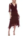Tahari Asl Tiered Chiffon Midi Dress In Red