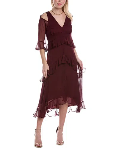 Tahari Asl Tiered Chiffon Midi Dress