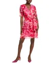 Tahari Asl Tiered Chiffon Mini Dress In Pink