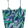 Tahari Asl Tropical Print Satin Camisole In Pacific Blue Floral