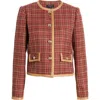 Tahari Asl Embroidered Jacket In Brick Natural