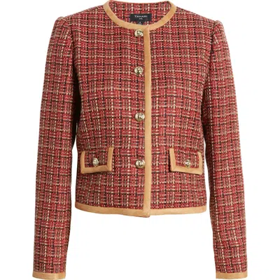 Tahari Asl Tweed Jacket In Red