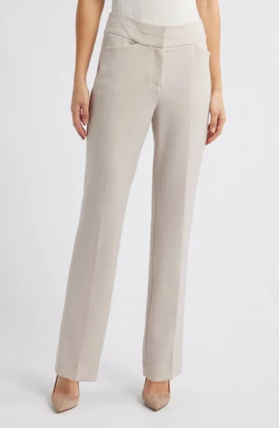 Tahari Asl Twill Trousers In Oatmeal