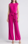 Tahari Asl Twist Neck Sleeveless Jumpsuit In Magenta