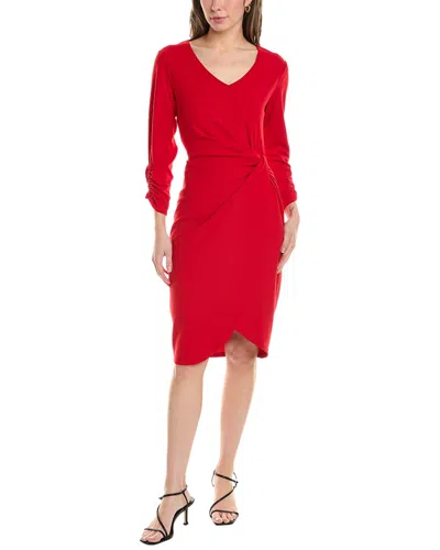 Tahari Asl Twisted Front Sheath Dress In Red