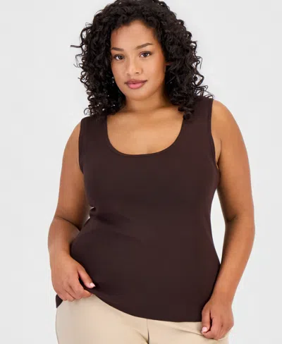 Tahari Asl U-neck Sleeveless Sweater In Burgundy