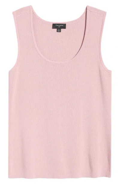 Tahari Asl U-neck Sweater Tank In Pink