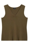 Tahari Asl Plus Size V-neck Sleeveless Tank Top In Loden