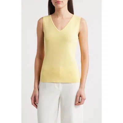 Tahari Asl V-neck Sweater Tank In Butter