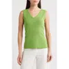 Tahari Asl V-neck Sweater Tank In Fern