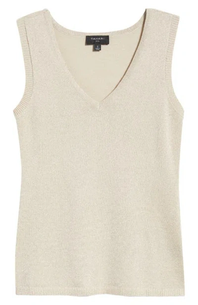 Tahari Asl V-neck Sweater Tank In Nude