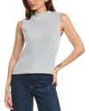 Tahari Asl Metallic Sleeveless Mock Neck Sweater In Gray