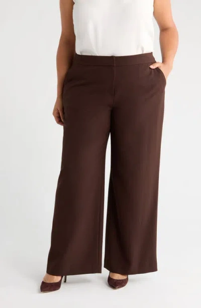 Tahari Asl Wide Leg Pants In Brown