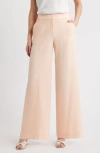Tahari Asl Plus Size Single Button Crepe Blazer Paisley Blouse Wide Leg Pants In Parfait
