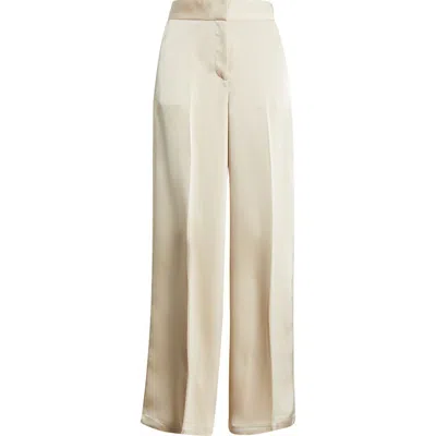 Tahari Asl Wide Leg Satin Pants In Sand