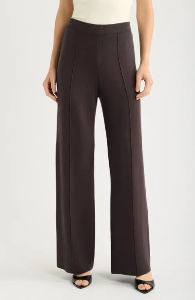 Tahari Asl Wide Leg Sweater Knit Pants In Espresso