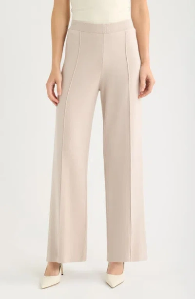 Tahari Asl Wide Leg Sweater Knit Pants In Ivory