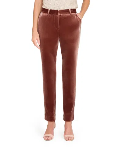 Tahari Asl Women's Ankle-length Velvet Pants In Brown