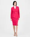 Tahari Asl Women's Asymmetrical Belted Jacket & Pencil Skirt Suit Set In Pink