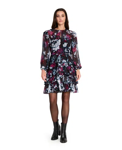 Tahari Asl Women's Belted Boucle Long-sleeve Dress In Multi