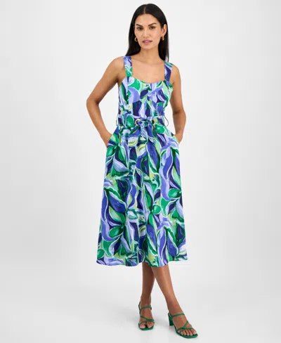 TAHARI ASL WOMEN'S BELTED FLORAL-PRINT MIDI DRESS