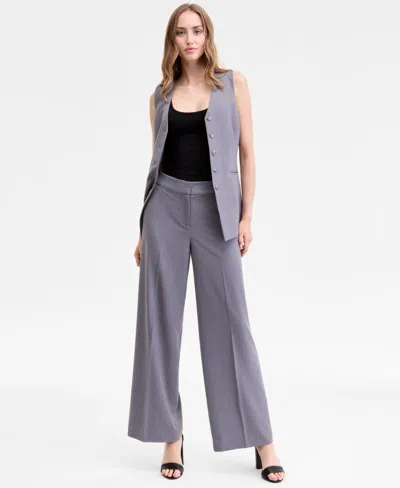 Tahari Asl Women's Bi-stretch Wide-leg Pants In Gray