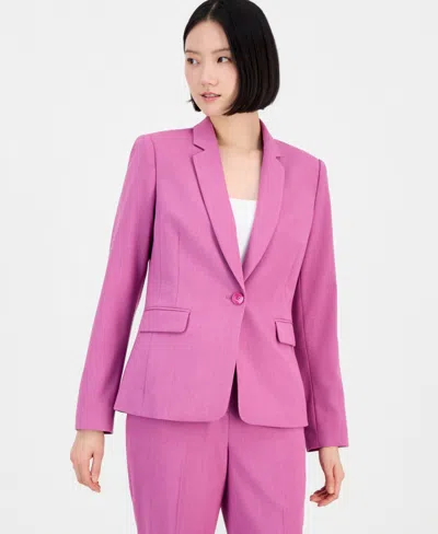 Tahari Asl Women's Bi-stretch One-button Blazer With Inner-elastic Retractable Sleeves In Pink