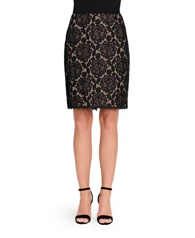 Tahari Asl Bonded Lace Miniskirt In Black
