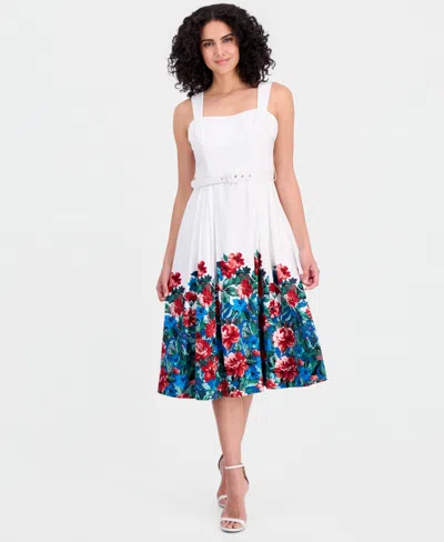 Tahari Asl Women's Border Print Midi Tank Dress In Multi