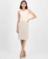 Tahari Asl Bouclé Pencil Skirt In Khaki,ivory