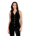 Tahari Asl Velvet Embellished Button Vest In Animal Print