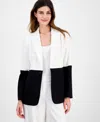 Tahari Asl Colorblock Blazer In White,black