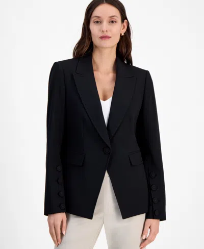 TAHARI ASL WOMEN'S CREPE ONE-BUTTON PEAK-LAPEL JACKET