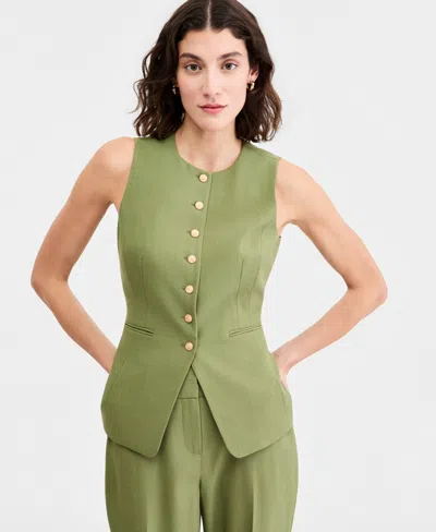 Tahari Asl Women's Crewneck Vest In Green