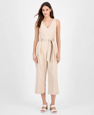 Tahari Asl Women's Cropped Tie-waist Cargo Jumpsuit