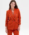 Tahari Asl Ruched Sleeve Jacket In Orange