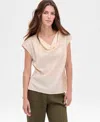 Tahari Asl Women's Extended-shoulder Draped-neck Blouse In Neutral