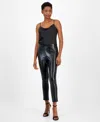 Tahari Asl Women's Faux-leather Skinny Ankle Pants In Black