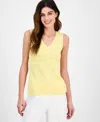 Tahari Asl Women's Fine-rib Sleeveless V-neck Sweater, Regular & Petite In Butter