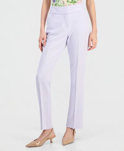 Tahari Asl Women's Flat-front Straight-leg Pants In Purple