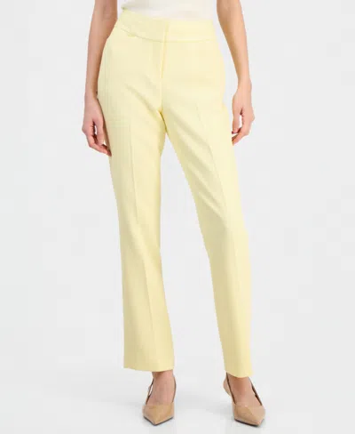 Tahari Asl Women's Flat-front Straight-leg Pants In White