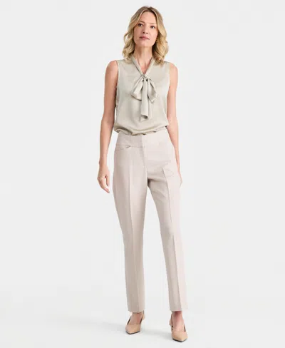 Tahari Asl Women's Flat-front Straight-leg Pants In Neutral
