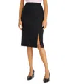 Tahari Asl Womens Crepe Solid Pencil Skirt In Black
