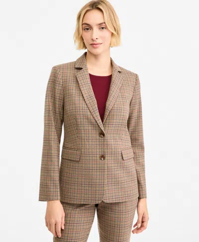 Tahari Asl Women's Glenn Plaid 2-button Blazer In Brown