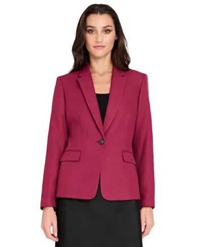 Tahari Asl Women's Herringbone Peak Lapel Blazer, Regular And Petite In Pink