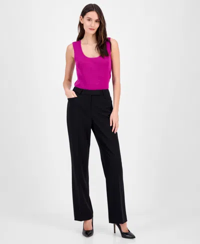 Tahari Asl Women's High-rise Straight-leg Pants In Black