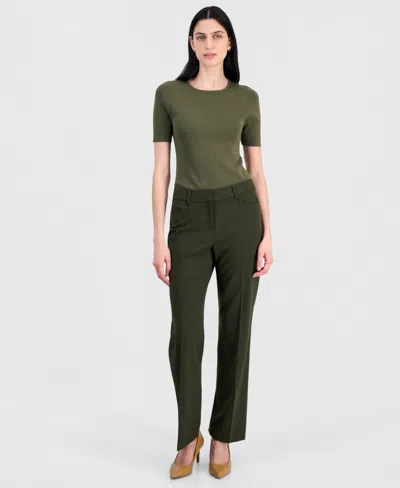 Tahari Asl Women's High-rise Straight-leg Pants In Green
