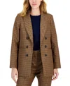 Tahari Asl Women's Houndstooth Boyfriend Blazer In Camel Orange Olive