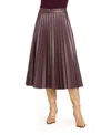 Tahari Asl Pleated Faux Leather Midi Skirt In Purple